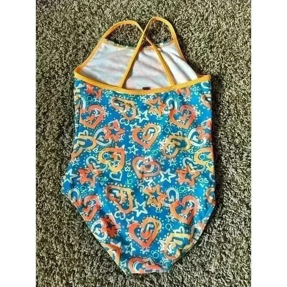Girls OP Blue and Orange Swimsuit Size Large - Picture 2 of 5